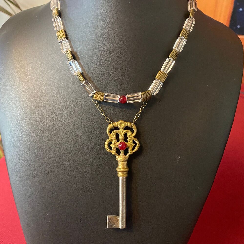 Key to My Heart One of a Kind Necklace - Carnelian & Quartz